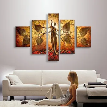 

Trees Lovers of 5 piece Canvas Oil Painting for Living Room Pictures HD Printed