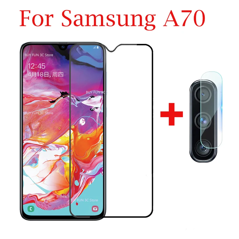 Пленка для объектива камеры 9D 2 в 1 закаленное стекло Samsung galaxy A70 Защитное a70 a705f Φ