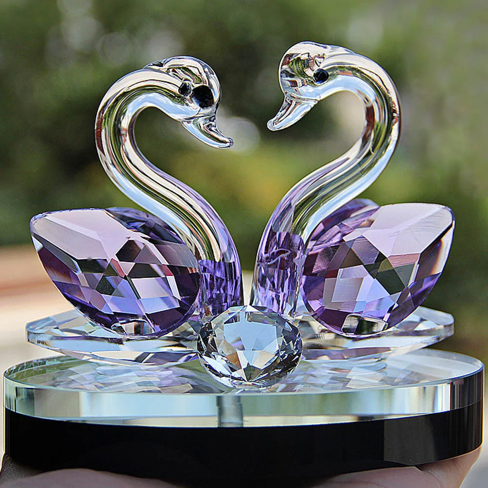 

Swan Crystal Glass Figurines Collection Diamond Swan Animal Paperweight Table Ornament Wedding Home Decor Kids Birthday Gifts