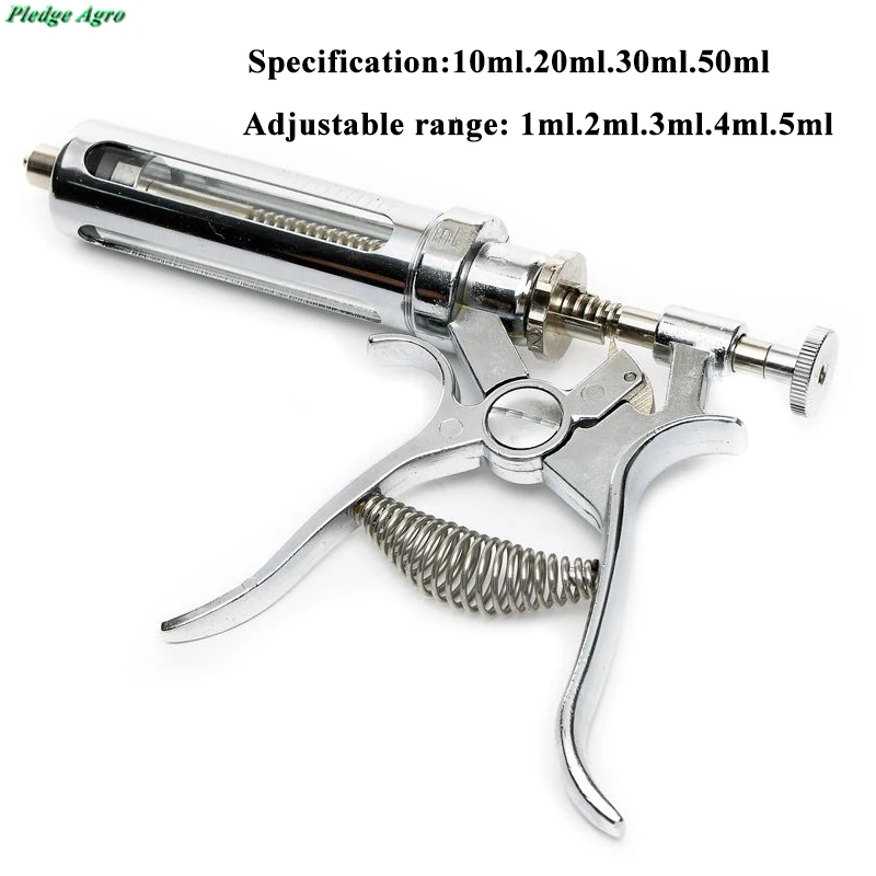 

10ml 20ml 30ml 50ml semi automatic metal syringe continuous veterinary adjust for pig sheep horse cattle donkey camel medicina