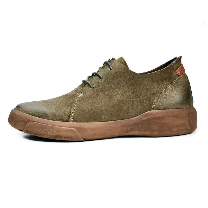 Мужские кожаные туфли на плоской подошве в британском ретро-стиле; сезон весна-осень; универсальная дышащая деловая повседневная обувь из воловьей кожи; Мужская обувь для отдыха - Цвет: Армейский зеленый