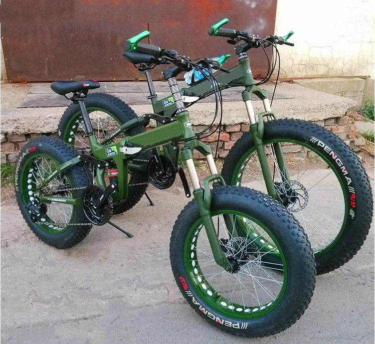 Perfect Kalosse Hydraulic brakes Folding alloy frame Beach bicycle  Fat bicycle  26*4.0 tires snow  bike  24/27/30 speed  mountain bike 2