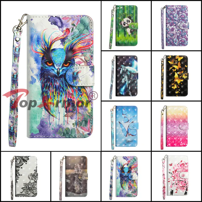 

3D Painted PU Phone Cover For Huawei P20 P30 Pro P20 Lite Y3 Y5 Y6 Pro 2017 7S Honor 7X 9 10 Lite P smart Y9 2018 Book Flip Case