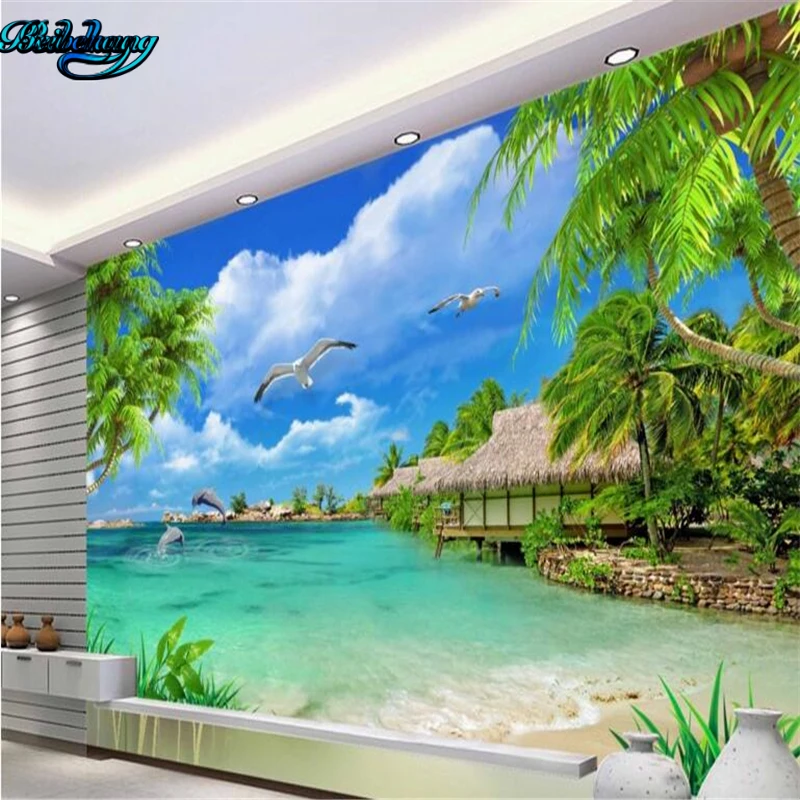 

beibehang Custom photo wallpaper HD coconut tree landscape murals living room bedroom sofa background mural wallpaper