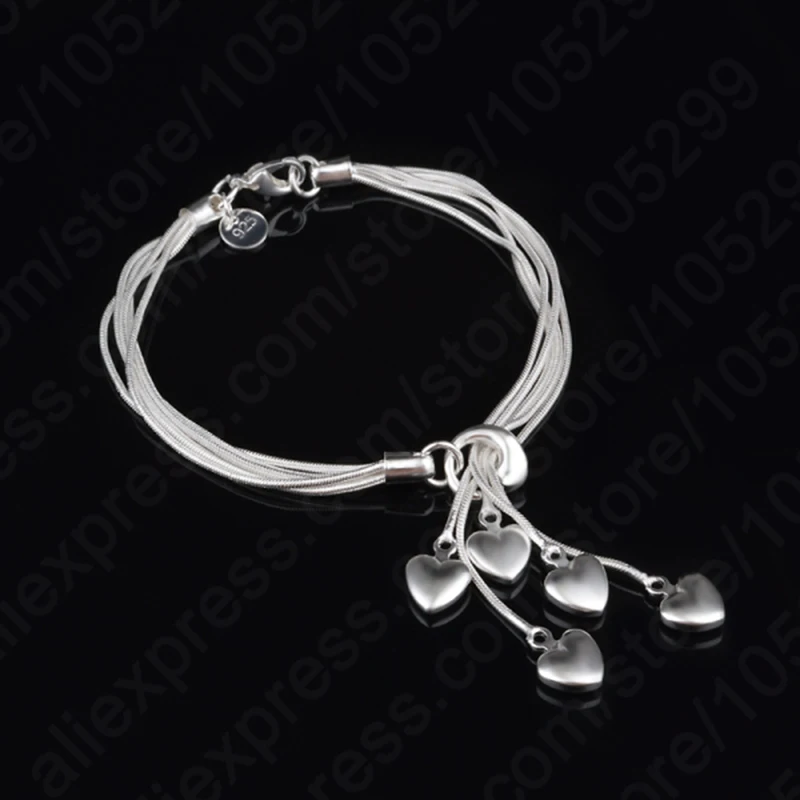 

Charming lovely 925 Sterling Silver Woman Bracelets Jewelry With Heart Shape Components Pendant For Wedding Proposal Party