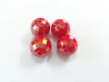 

Wholesale ! 20mm 100pcs/lot Red AB Acrylic Solid Faceted Beads