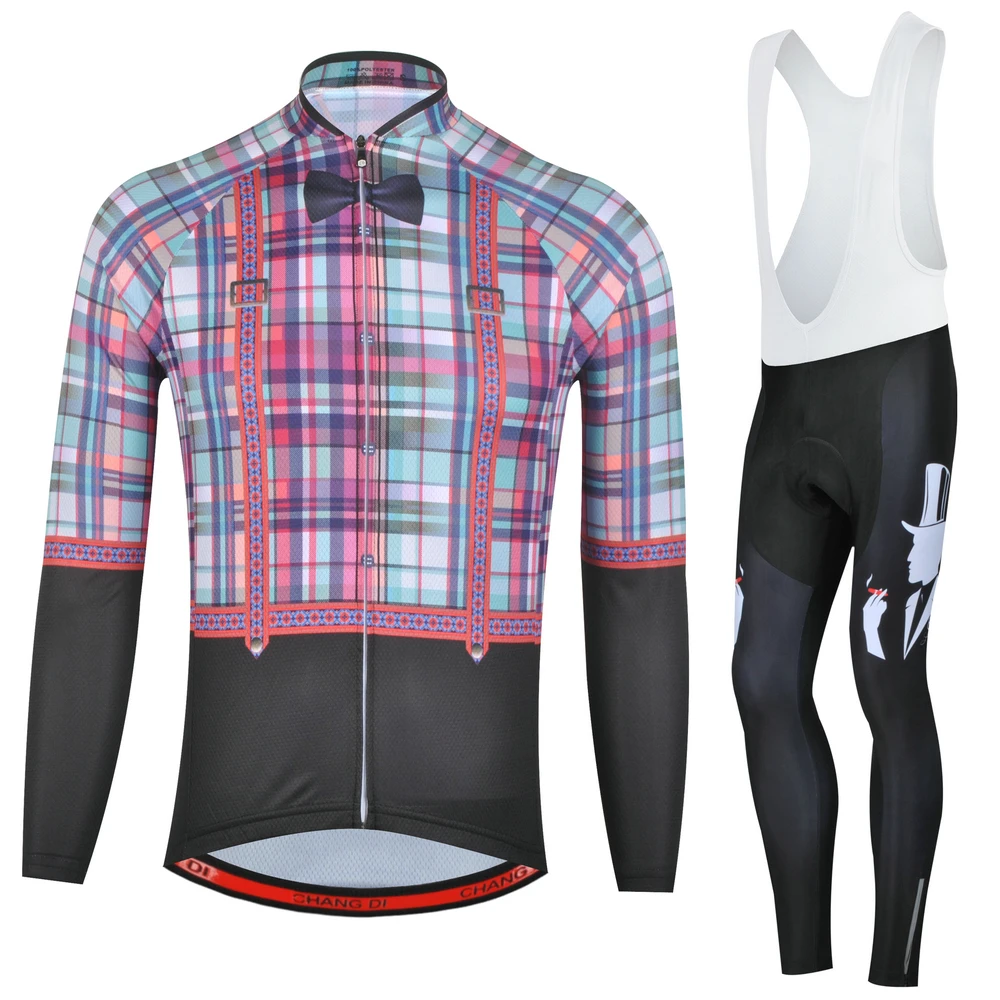 Jerseys Bib trousers ZM Лидер продаж CHUANGDI велосипед для Мужчин велосипедные костюмы Длинные Костюмы горный велосипед Велоспорт Джерси длинный рукав Биб колготки брюки - Цвет: Jerseys Bib trousers