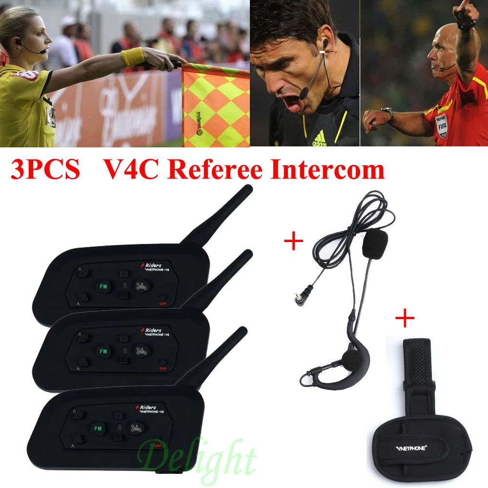 3Pcs Vnetphone V4C 1200M Waterproof Motorcycle Interphone Football Referee Headset Full Duplex Bluetooth Referee Intercom 3Pcs Vnetphone V4C 1200M Waterproof Motorcycle Interphone Football Referee Headset Full Duplex Bluetooth Referee Intercom