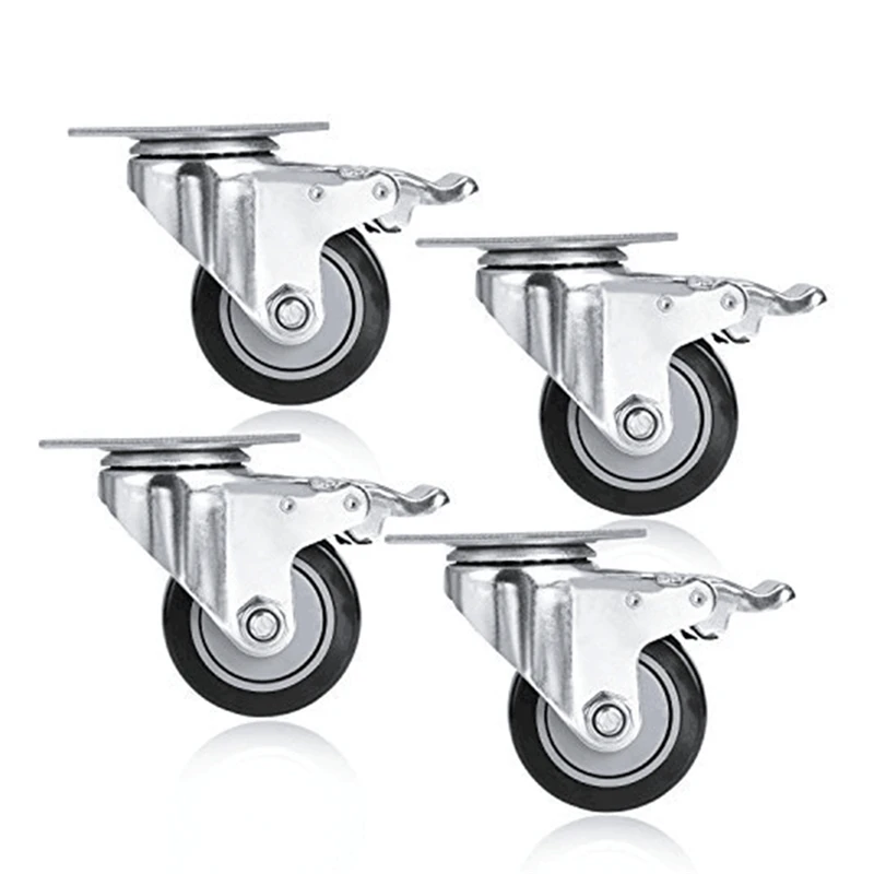 4 pcs Double ball bearing PVC caster wheel,Industrial heavy duty swivel casterDouble ball