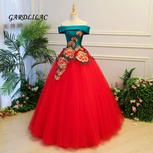 2019 Nova Off The Shoulder Red Quinceanera Vestidos de Tule Com Apliques Masquerade vestido de Baile Doce 16 Vestido Vestidos De 15 anos