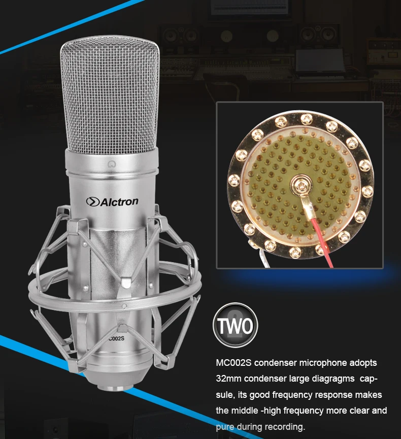 Конденсаторный микрофон студийная запись вещания вокальный микрофон с амортизатором Alctron MC002S
