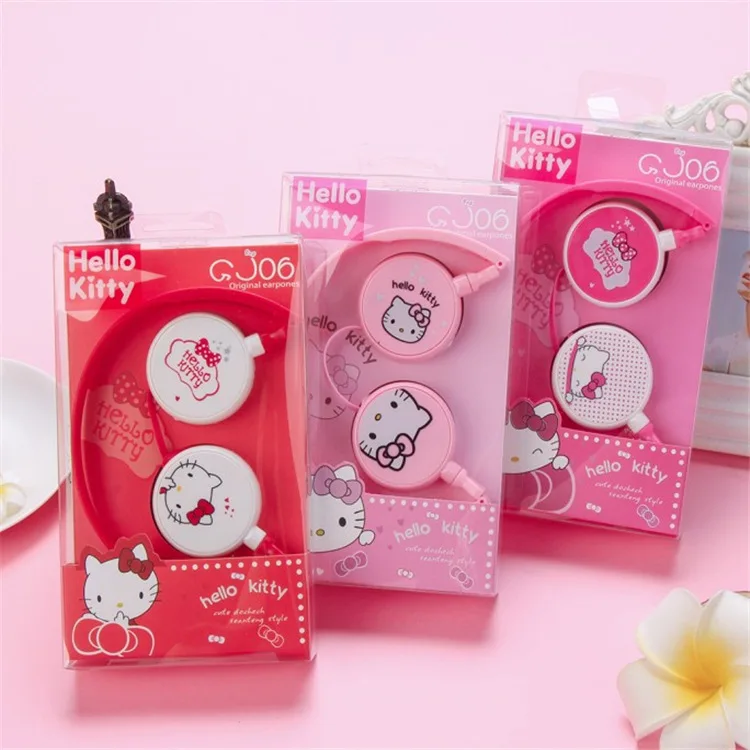 

3SETS Cute Earphone Hello Kitty Cartoon Headphones for Mobile Phone Cartoon sport Headphone for girls kids Party Favor