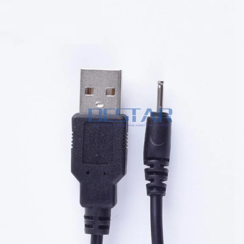 Black DC power plug USB A to DC 2.0 mm x 0.6 mm 5 Volt 2.0x0.6mm Barrel Jack charging Power Cable charge adapter cables 1m 2A