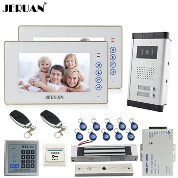 

JERUAN Apartment 7`` Video Door Phone Intercom System kit 2 Touch key Monitor 1 HD Camera RFID Access Control For 2 Household