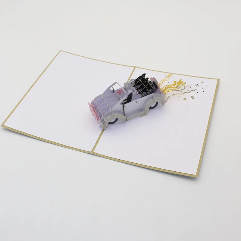 DoreenBeads Креативные 3D свадебные карты приглашения Сладкая Невеста и жених диск суперкар бумага резка DIY карты для свадебной вечеринки