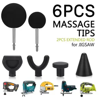 

New 6PCS Massage Tips with PCS Extended Rod for Jigsaw Massage Adapter Bit Percussion Attachment Tool