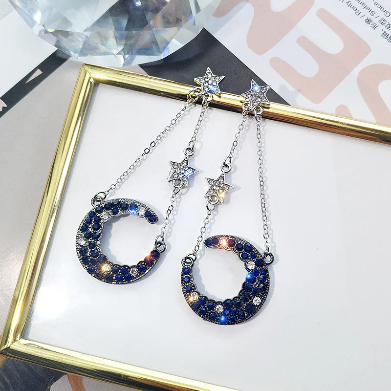 

2019 New Arrival Alloy Hyperbole Round Women Dangle Earrings Korean Star Earrings Long Pendant Moon Fashion Jewelry For Female