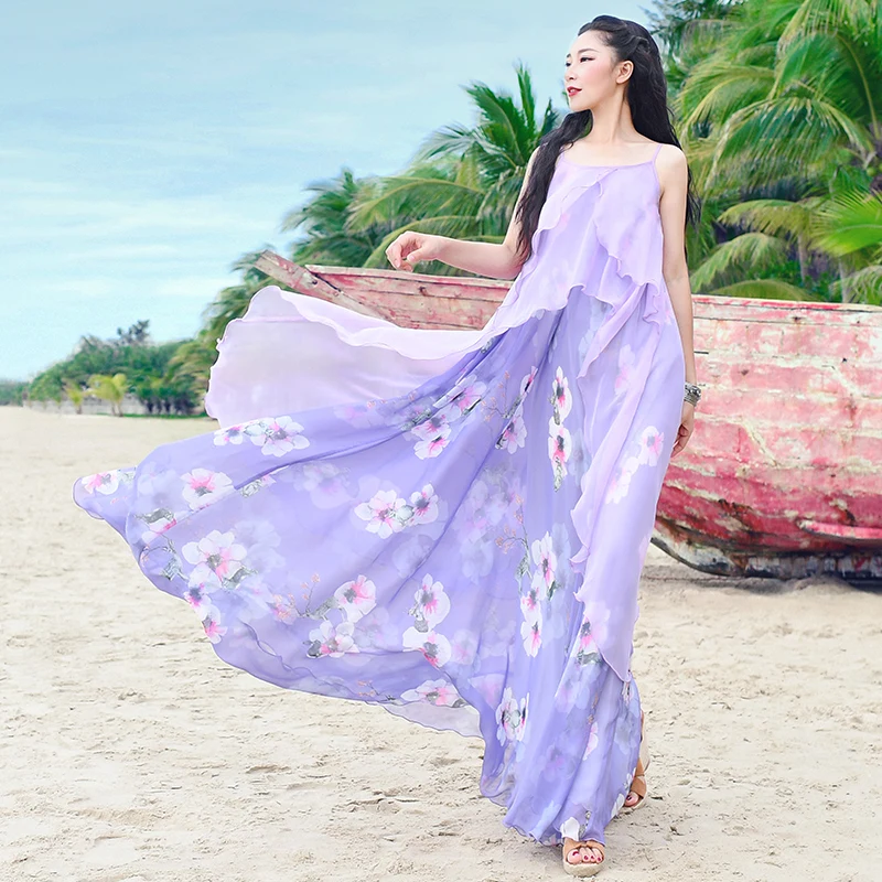 Gratis Bezorging 2019 Nieuwe Mode Vrouwen Chiffon Lange Maxi Mouwloze Ruches Gedrukt Zomer Boshow Bohemian Spaghetti Strap Jurken Gratis Bezorging 2019 Nieuwe Mode Vrouwen Chiffon Lange Maxi Mouwloze Ruches Gedrukt Zomer Boshow Bohemian Spaghetti Strap Jurken
