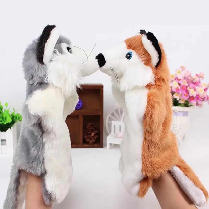 

1 PCS Baby Fox Hand Puppet Lovely Cartoon Animals Toys Kids Doll Plush Toys Children Kindergarten Teaching Toys Brown