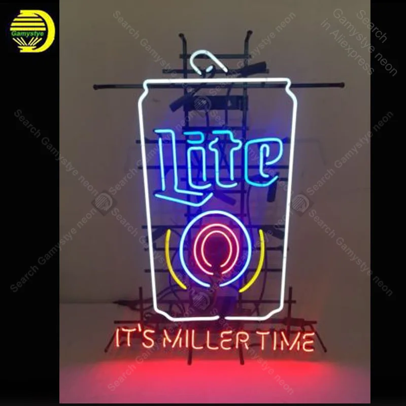Neon Sign for MILLER LITE It is miller Time Sign Decorate room wall Handcrafted Neon lights Sign