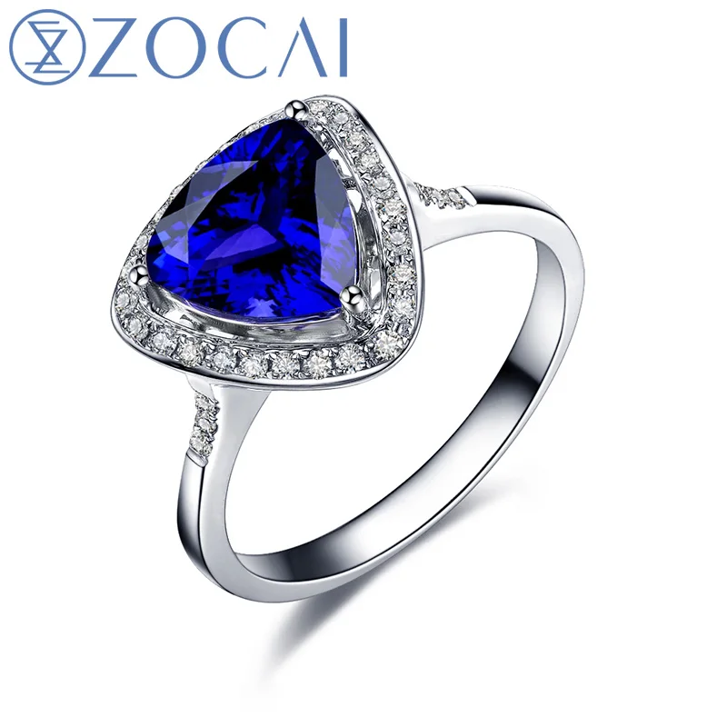 ZOCAI Design Ring Au750 18K white gold 1.9 CT certified Genuine Tanzanite ring with 0.16 ct diamond Gemstone ring W06176