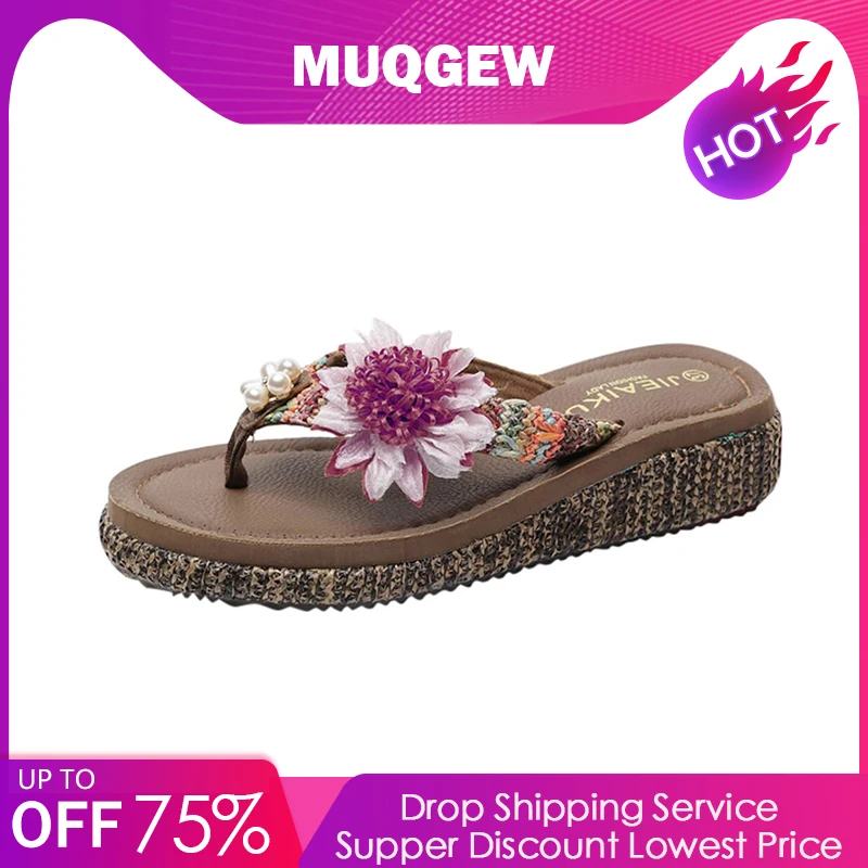 

Women Bow Summer Sandals Slipper Indoor Outdoor Flip-flops Beach Shoes Female Casual flower Slipper chanclas mujer feminino