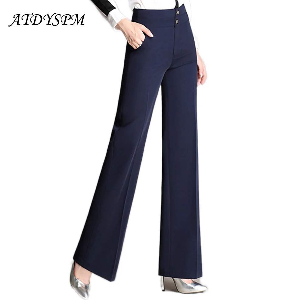 Fashion Wide Leg Pants Women High Waist Long Trousers Elegant Office Lady Simple Straight Pants Vintage Loose Oversize Pants