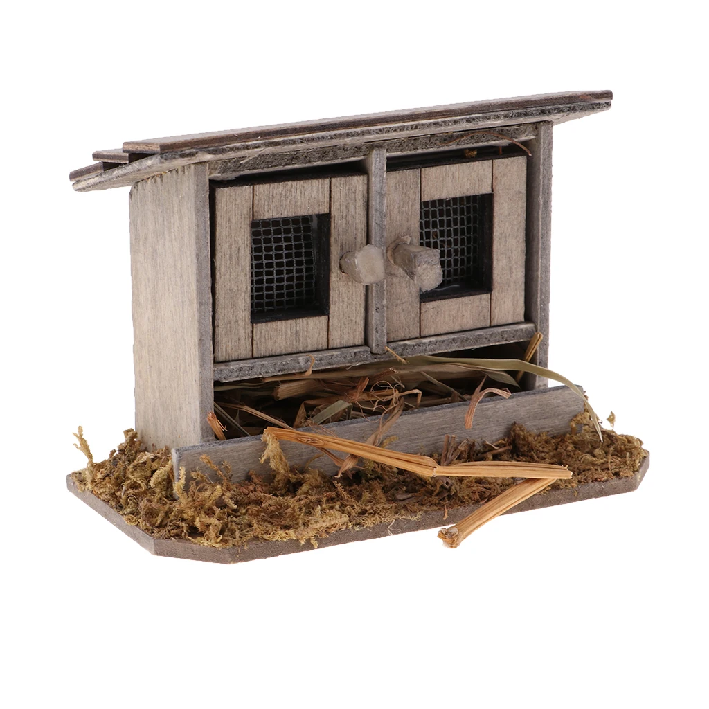 1/12 Chicken Coop Nest Hen Garden Outdoor Miniatures Craft for DIY Garden Decoration Accessories