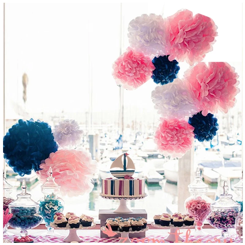 

3pcs 20 inch (50cm) Colorful tissue Pom Poms ball Wedding decorative flower pom pom kids Children Room showcase Decoration