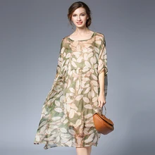 4xl women chiffon summer dress plus size european woman clothing brand loose flower print beach casual brief fashion dressfemale