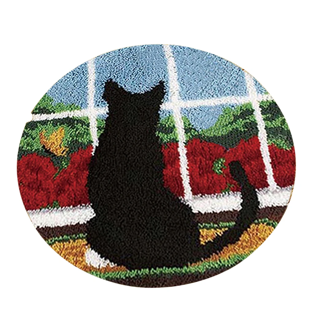 3 Sets Latch Hook Rug Making Kits for Beginners DIY Dog Cat Ladybird Embroidery Cushion Crafts