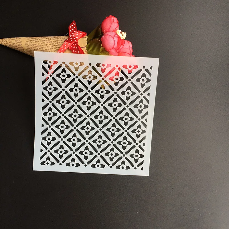 

1Pcs 13*13cm Scapbook Stencil Cake Decorating Tool scrapbooking DIY Decorating Stencil Fondant Pattern Printing Spray Template