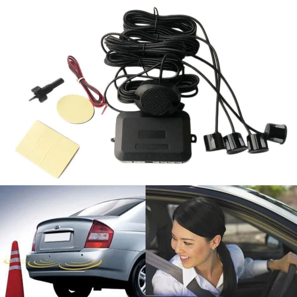 

Parking Alarm Monitor System 4 Car/Automobile Parking Sensors Reverse Rear Assistance Radar Rearview Buzzer Sound Drop Shipping