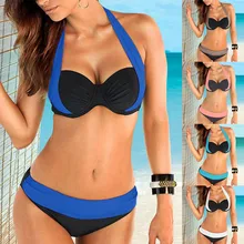 Женское бикини большого размера, комбинированное бикини из кусков, женская одежда для плавания купальник, бикини, танкини, купальный костюм, S-2XL