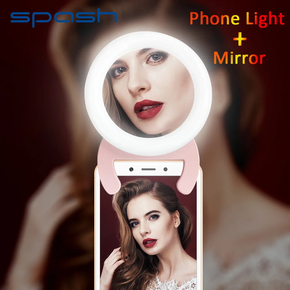 

spash USB Charge Selfie Light Portable Phone Lamp Led Ring Light Makeup Mirror Ring Light for Smartphone iPhone Samsung Xiaomi