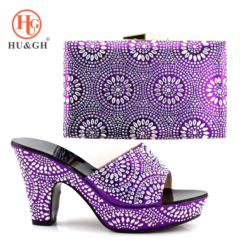 

2018 New Purple Color Italian Shoes and Bags Set Enviob African Matching Shoes and Bag Italian In Women Party Shoe and Bag Set