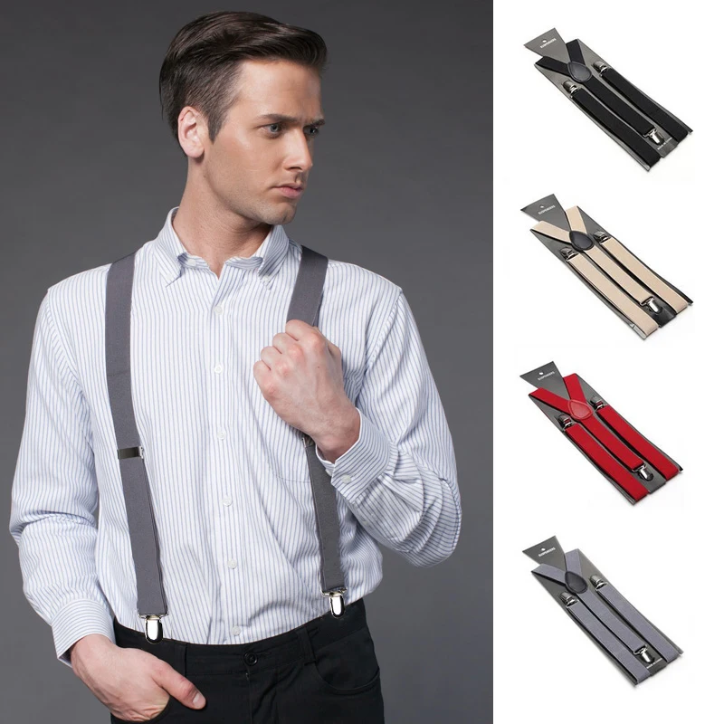 

Women Men'S Shirt Clip-On Braces Elastic Slim Suspender 1inch Wide 37colors Y-Back Suspenders Male Pants Jeans Wedding Braces