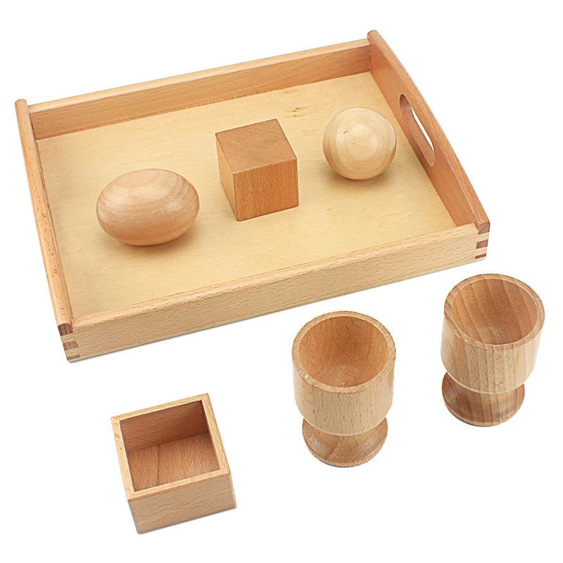 Juguete Montessori 3D para bebé, bola de huevo de ejercicio con cubo de taza con caja de madera, juguetes de educación temprana para preescolar, 2-4