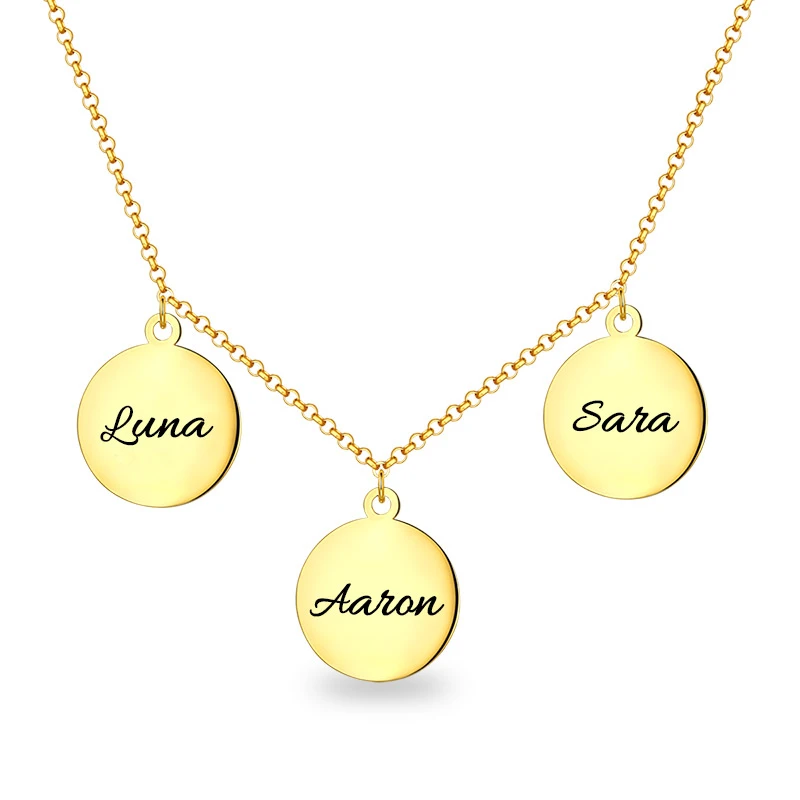 AILIN collar con de discos triples para colgante de 3 círculos de Color dorado, regalo de aniversario para esposa/novia, novedad|Personalizado Collares| - AliExpress