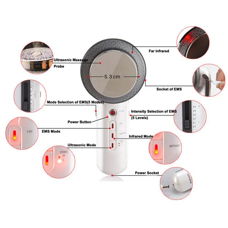 Ультразвуковая кавитация Массажер для коррекции фигуры потеря веса анти Целлюлит Жир горелка лицо EMS гальванический инфракрасная