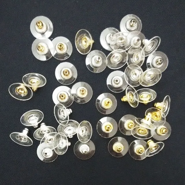 Earrings Back Stopper Bullet Shape Ear Post Plug Stud Earrings Back Stopper Bullet Shape Ear Post Plug Stud Nut With Clear Plastic Pads