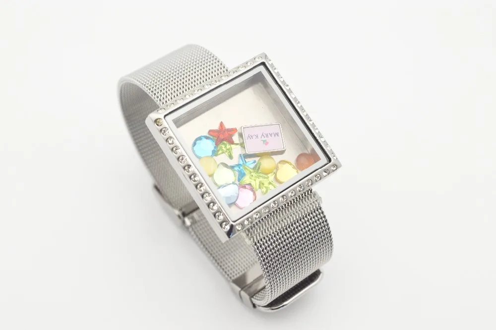 

316 L stainless steel square locket bracelet . locket with mesh belt on sale