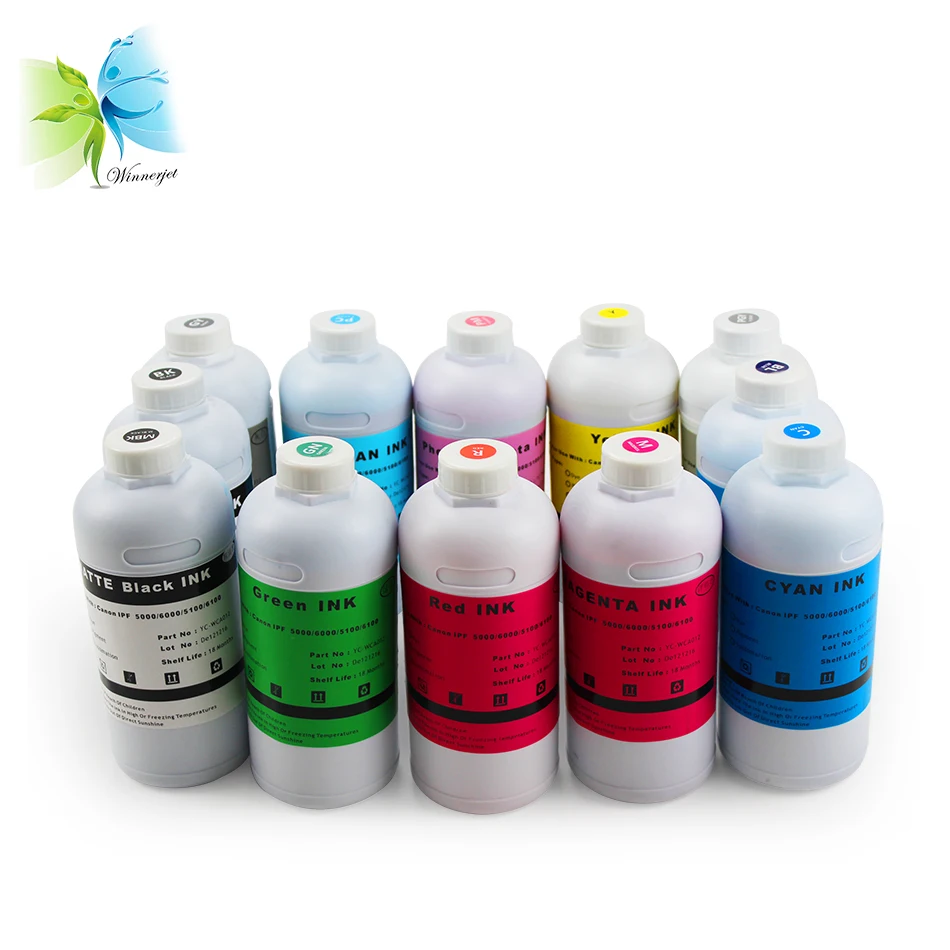 

1000ml Wide format Pigment Ink for Canon IPF 5000 BK C M Y MBK PC PM GY PGY Red Blue Green