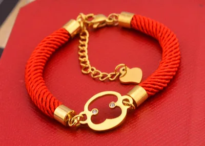 Moda lindo diamante grueso hilo rojo pulseras par amarillo/Rose/oro blanco plateado brazaletes de acero inoxidable joyería|bracelet fashion|fashion braceletcouple bracelet - AliExpress