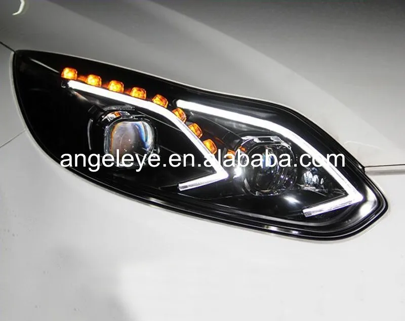 Комплект для Ford Focus 3 2012- год светодиодный фары светодиодный налобный фонарь черный Корпус