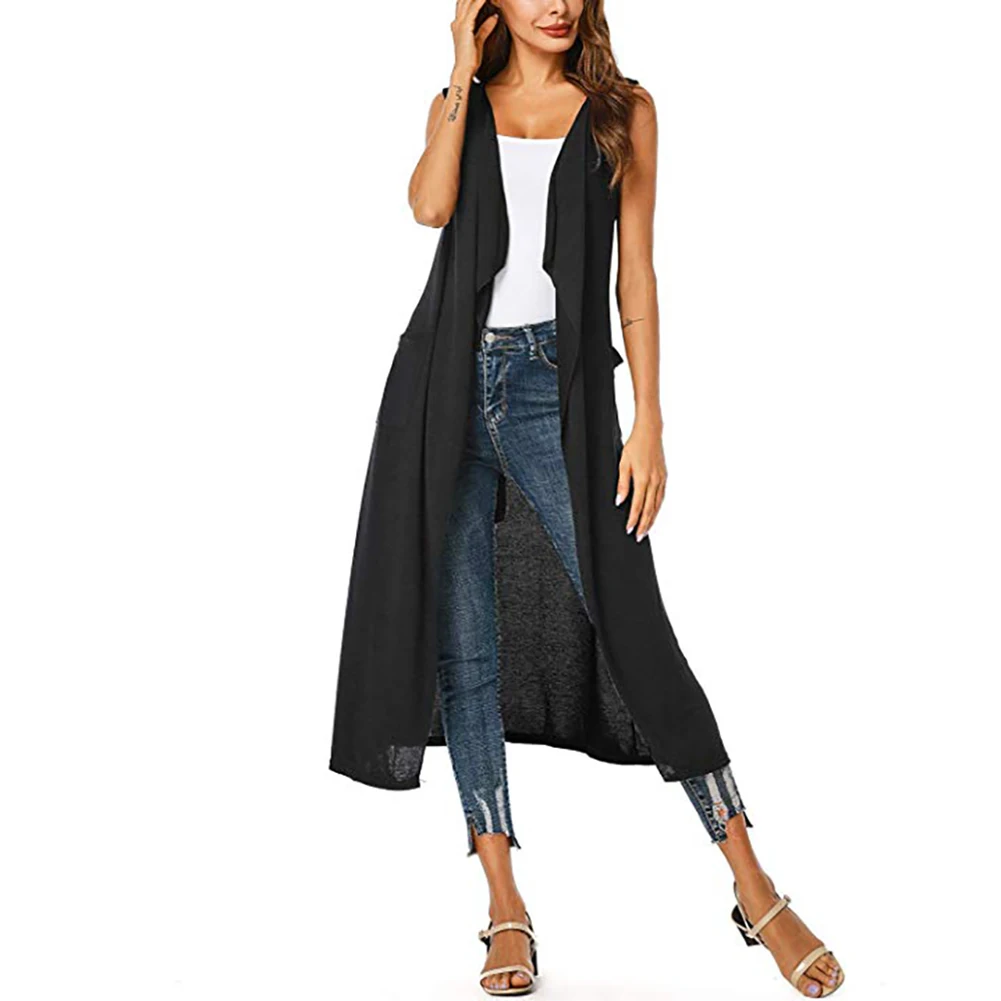 

WENYUJH Black Open Front Sleeveless Candigans Vest Women 2019 Spring Casual Solid New Streetwear Female Cardigan Womens Tops