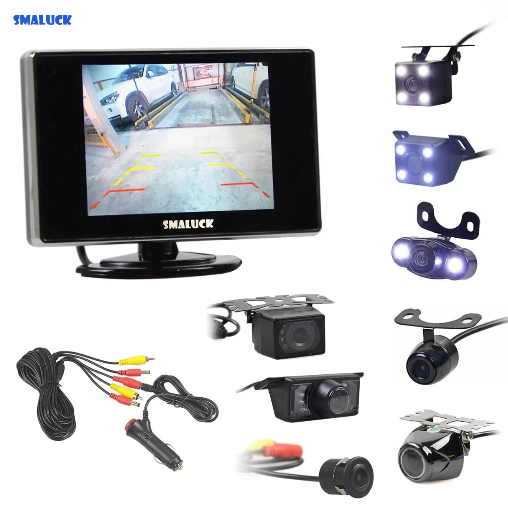 

SMALUCK 3.5 inch Car Rearview Monitor Auto Parking Vedio Night Vision HD Backup Reverse Rear View Car Camera Easy Connect