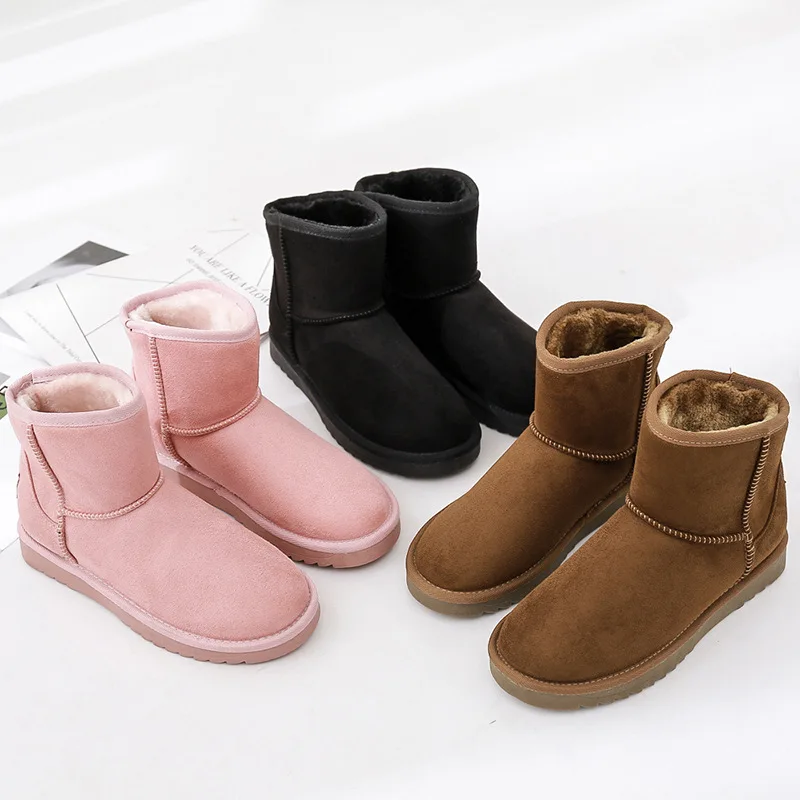 

Sweet lady style high quality matte suede fabric women's winter boots plus velvet warm wearable winter women's shoes snow boots