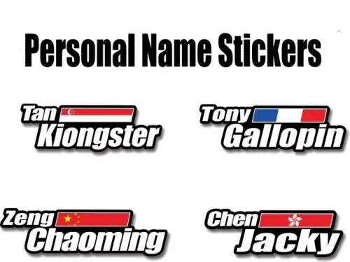 

Helmet top tube frame custom name flag decals for Mountain bike Road bicycle Custom unique name national flag