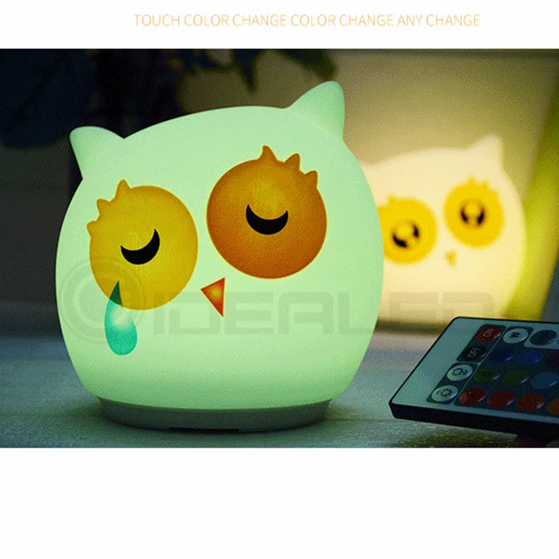 مينيرفا الطيور باهتة ليلة ضوء ثلاثة الرموز التعبيرية 5 w مصباح إسقاط خزانة لينة ضوء للطفل ضابط الأصدقاء عيد ميلاد هدايا